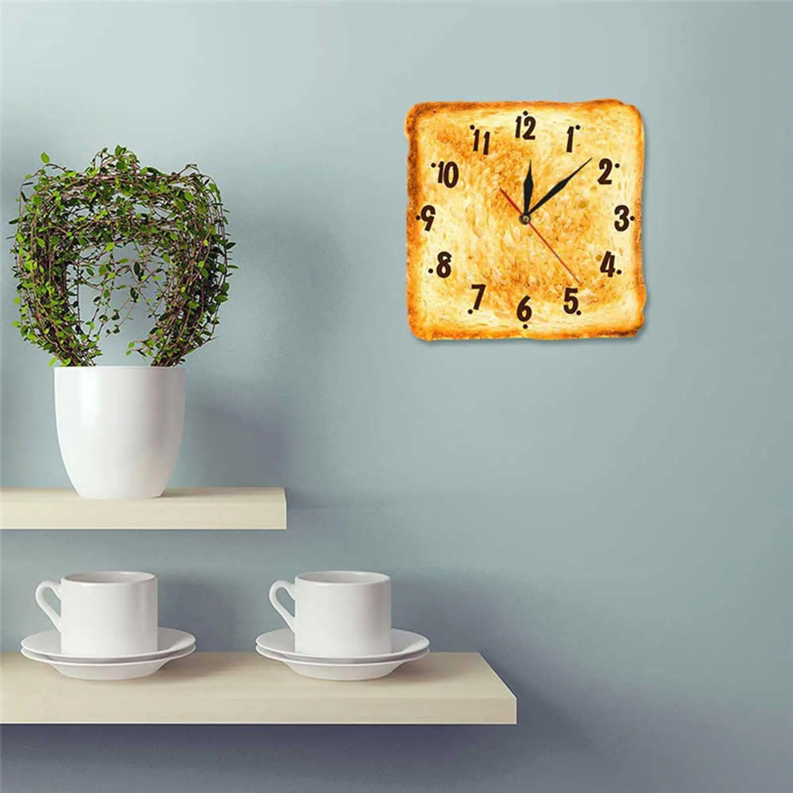 Toasted Bread Wall Clock, Decoration Silent Gourmet 30cm Home Decor Non Ticking Wall  Quartz Clock for  Room