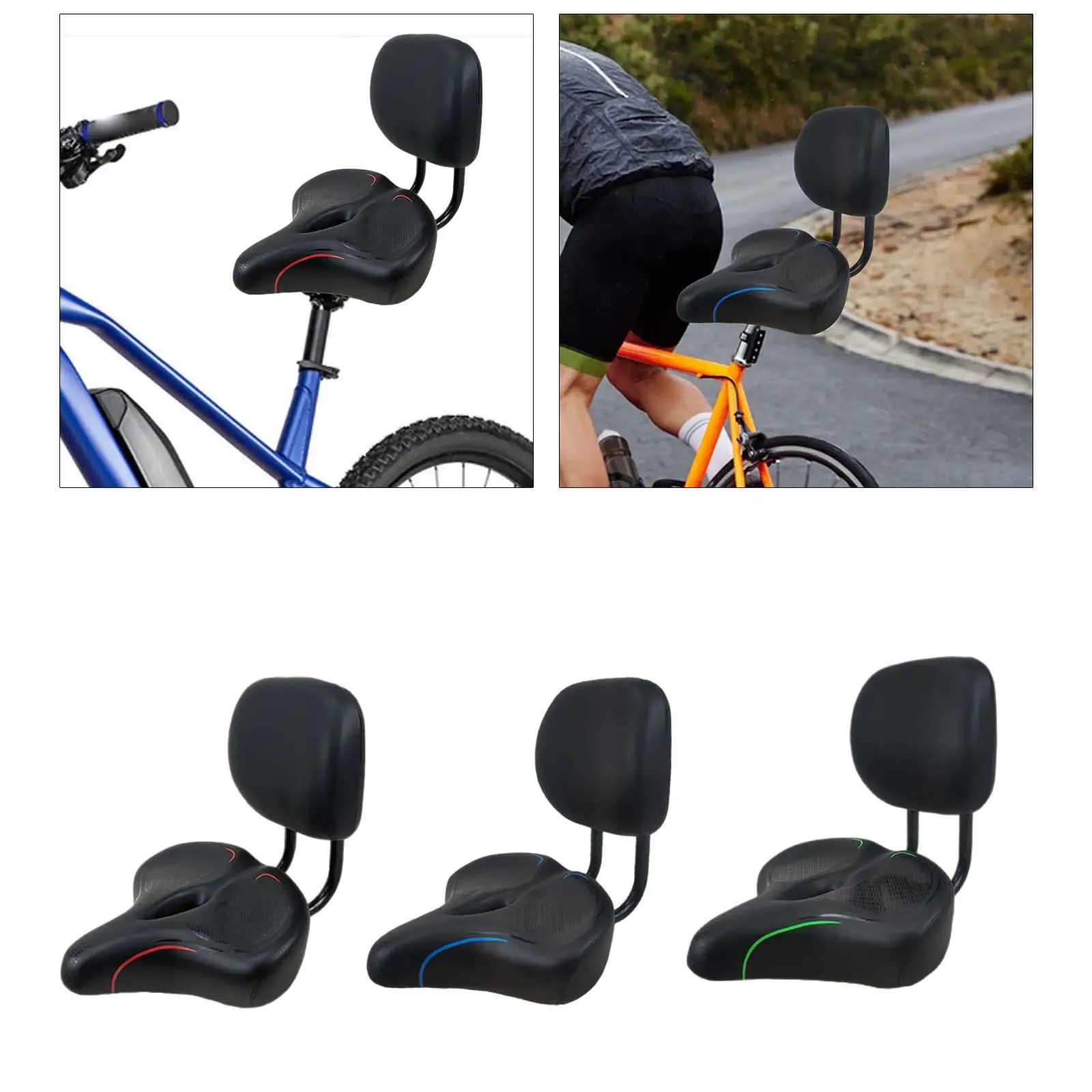 Bike Seat with Backrest Back Support Strong Load Bearing Bicycle Saddle Seat