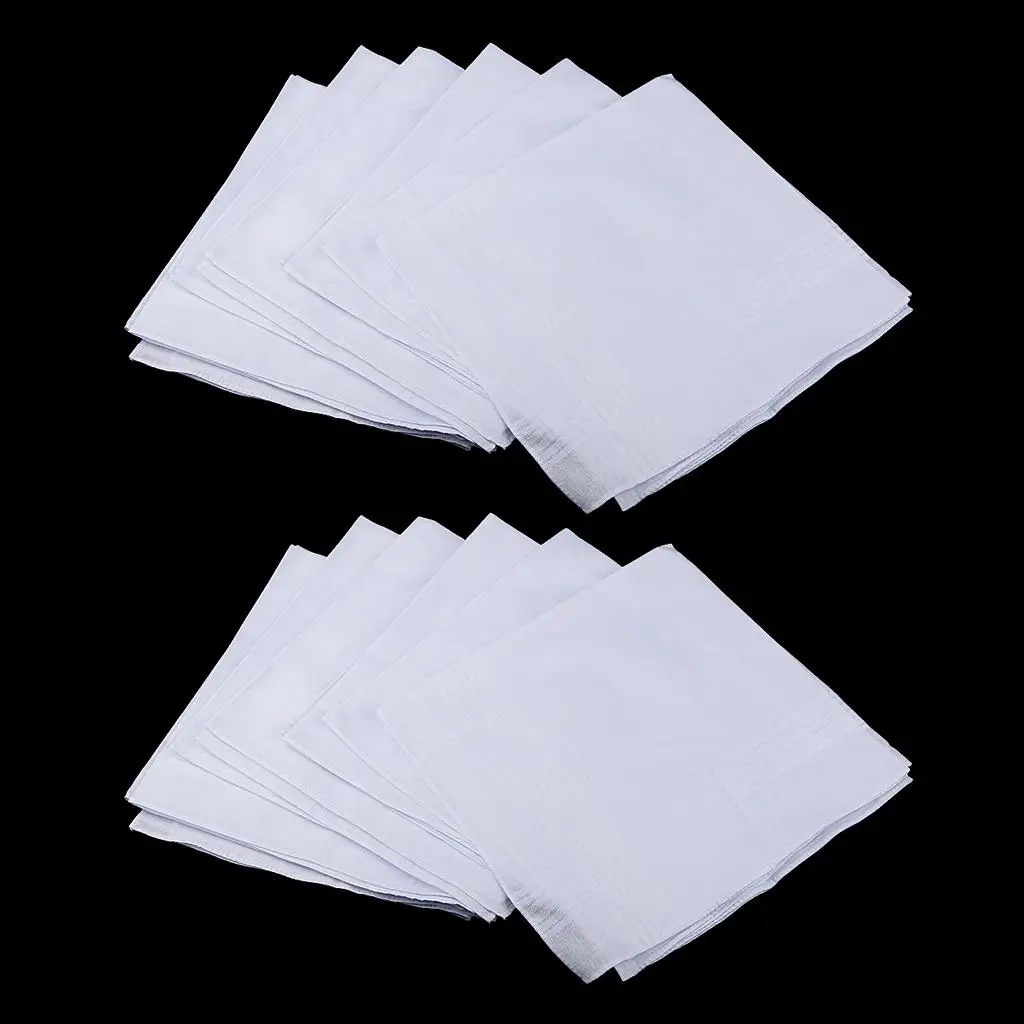 24x Solid Cotton Handkerchiefs For Men Flexible  Handkerchief Hanky