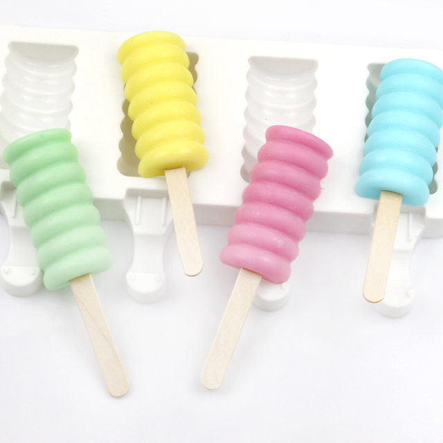 Stampo Ghiaccioli Silicone Stampo Ghiaccioli A Cuore In Silicone - 4 Forme 3D Per Gelato Fai Da Te, Yogurt E Dessert Casalinghi (Bianco) Stampo Silicone Cuore - 3