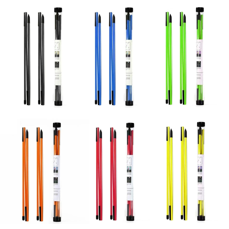 Golf Alignment Stick Collapsible Golf Practice Rods Swing Trainer Tools 2 Pack Foldabe Postures Corrector with Tube Case