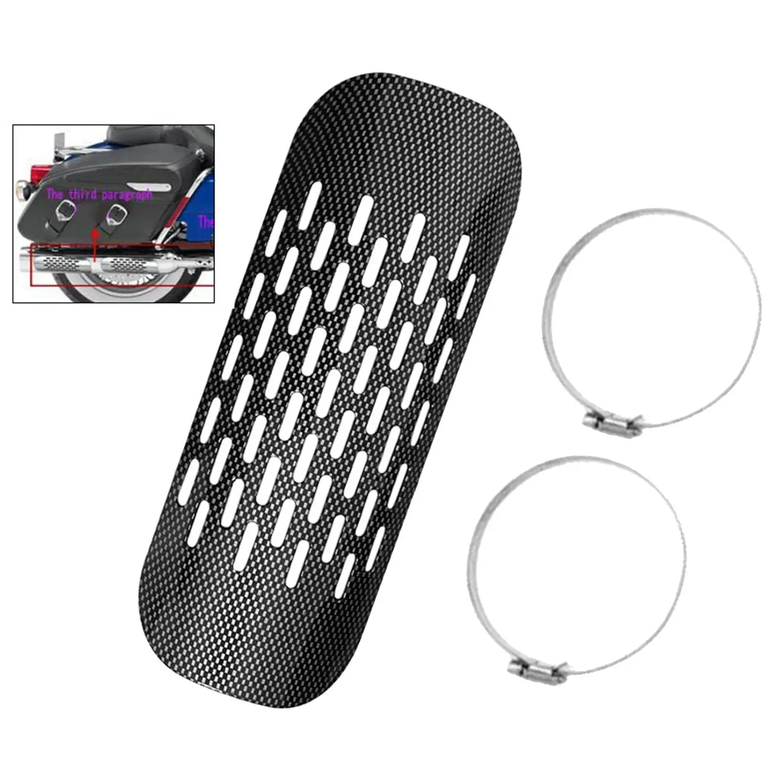 Motorcycle Exhaust Heat Shield Cover Middle Pipe Protector Heel Guard Heat Insulation Cover with 2 Clamps