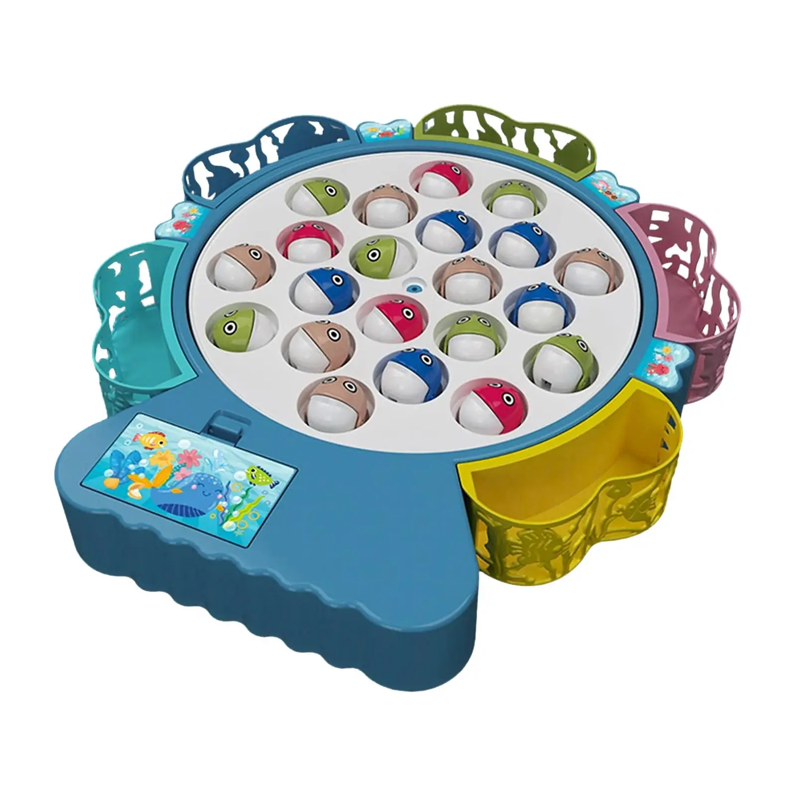 Rotating Fishing Game Educational Electric Fishing Toy Fine Motor Skills for Backyard Preschool Toddlers Family Age 3 4 5 6 7