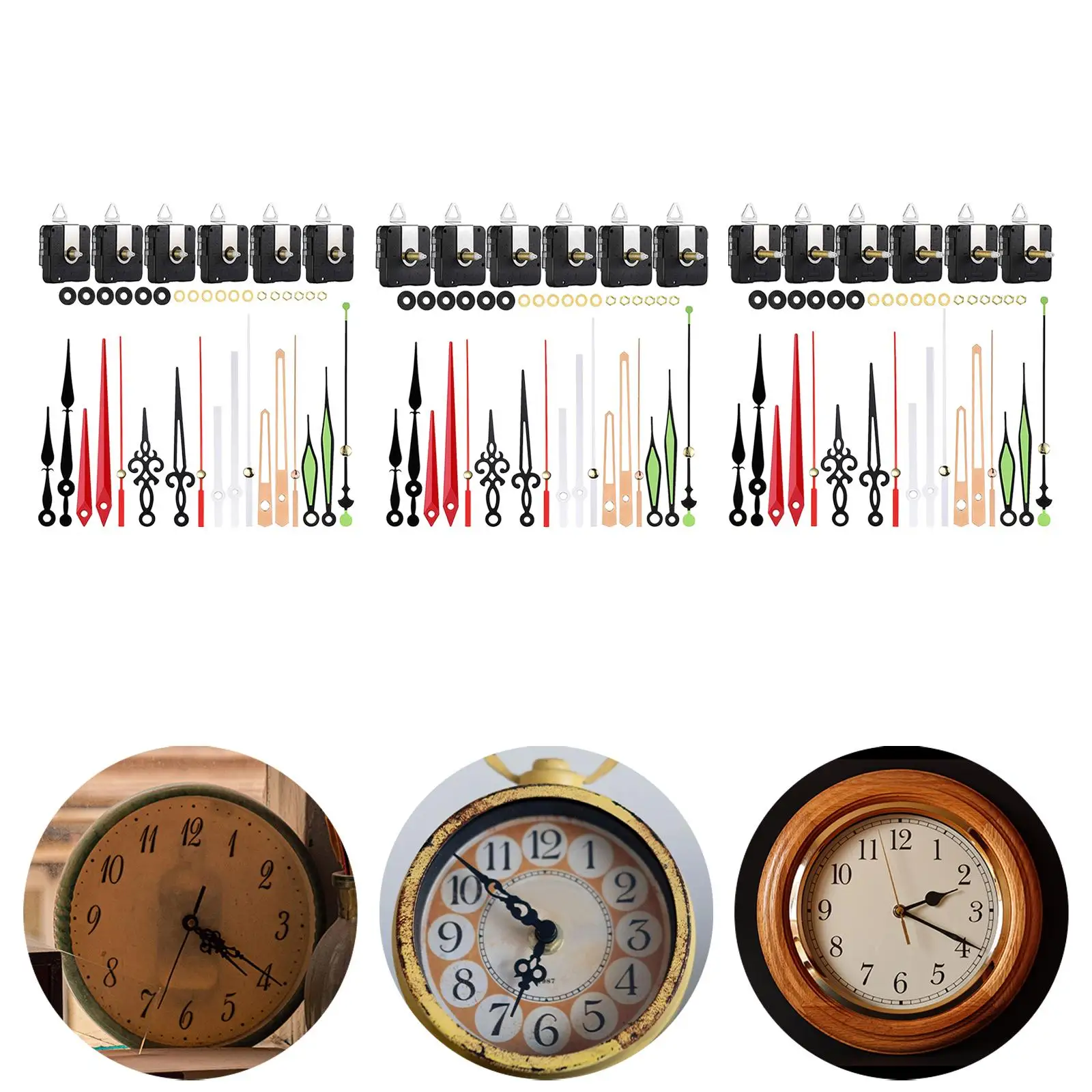6Set DIY Wall Clock Movement Mechanism Hanging Clock Mechanism Home for Bedroom Office Hotel Wall Clocks Wooden Wall Clocks