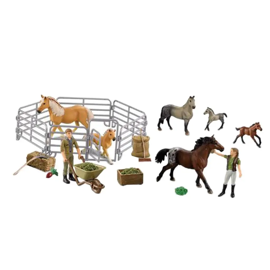 Early Education Kids Toys Animal Figures Toys Happy Models with Fence