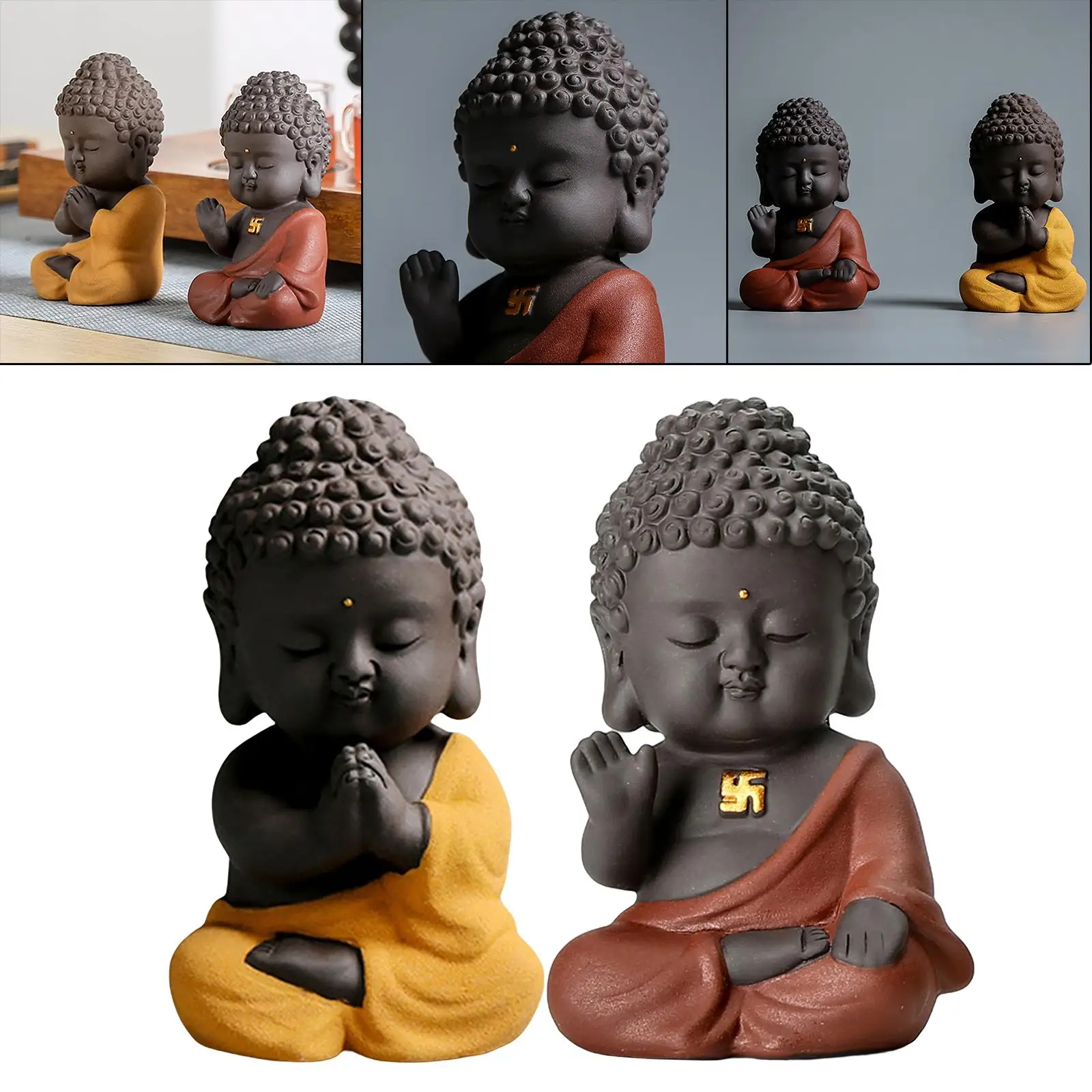 Tea Pet Tathagata Ceramic Sculptures Decoration Handmade Buddha for Office