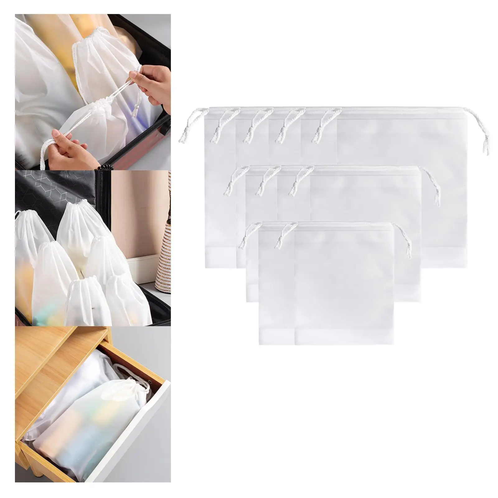 10Pcs Portable Travel Drawstring Storage Bags Reusable Foldable Shoe Dust Bags Shoe Organizer Packing Organisers for Backpacking