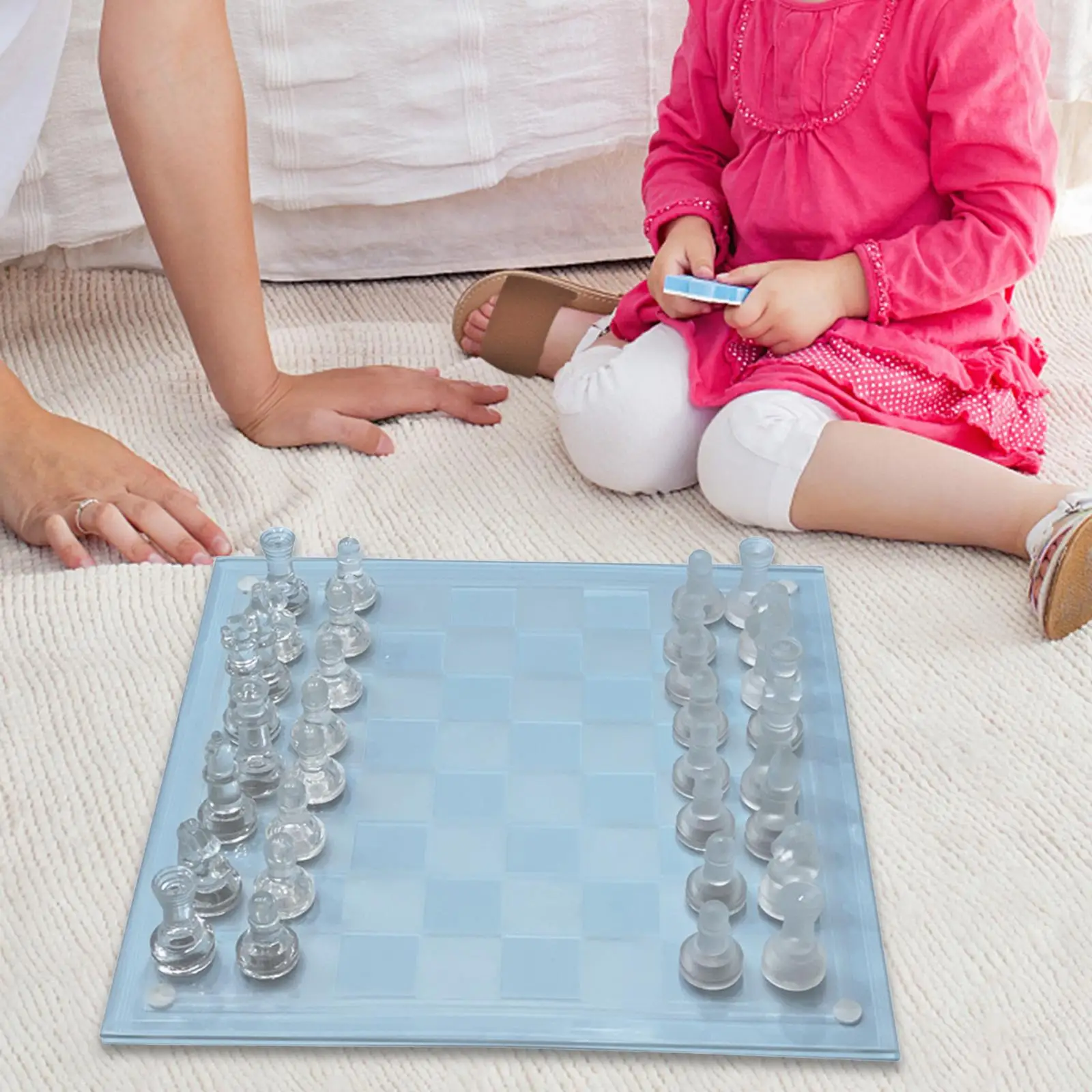 Classic Strategy Game Frosted Chess Board Set for Trips Camping Picnics