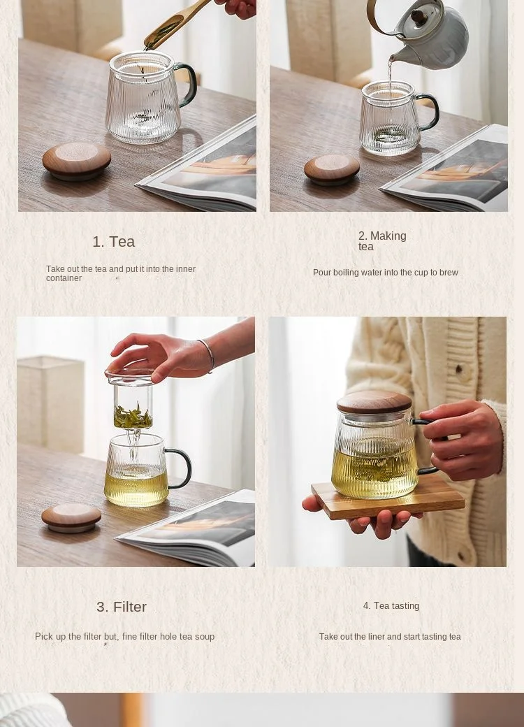 KAWASIMAYA Glass Tea Cup Tea Water Separation Mug Men's Tea Cup Women's Personal Office Tea Set
