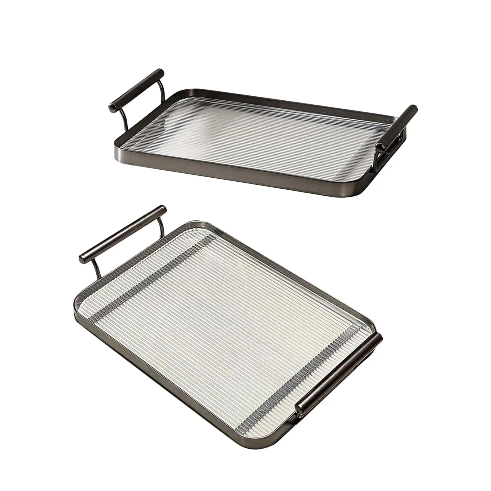 Acrylic Serving Tray with Handles Versatile Fruit Dessert Tray Durable Makeup Tray for Office Meals Snacks Party Bathroom Vanity