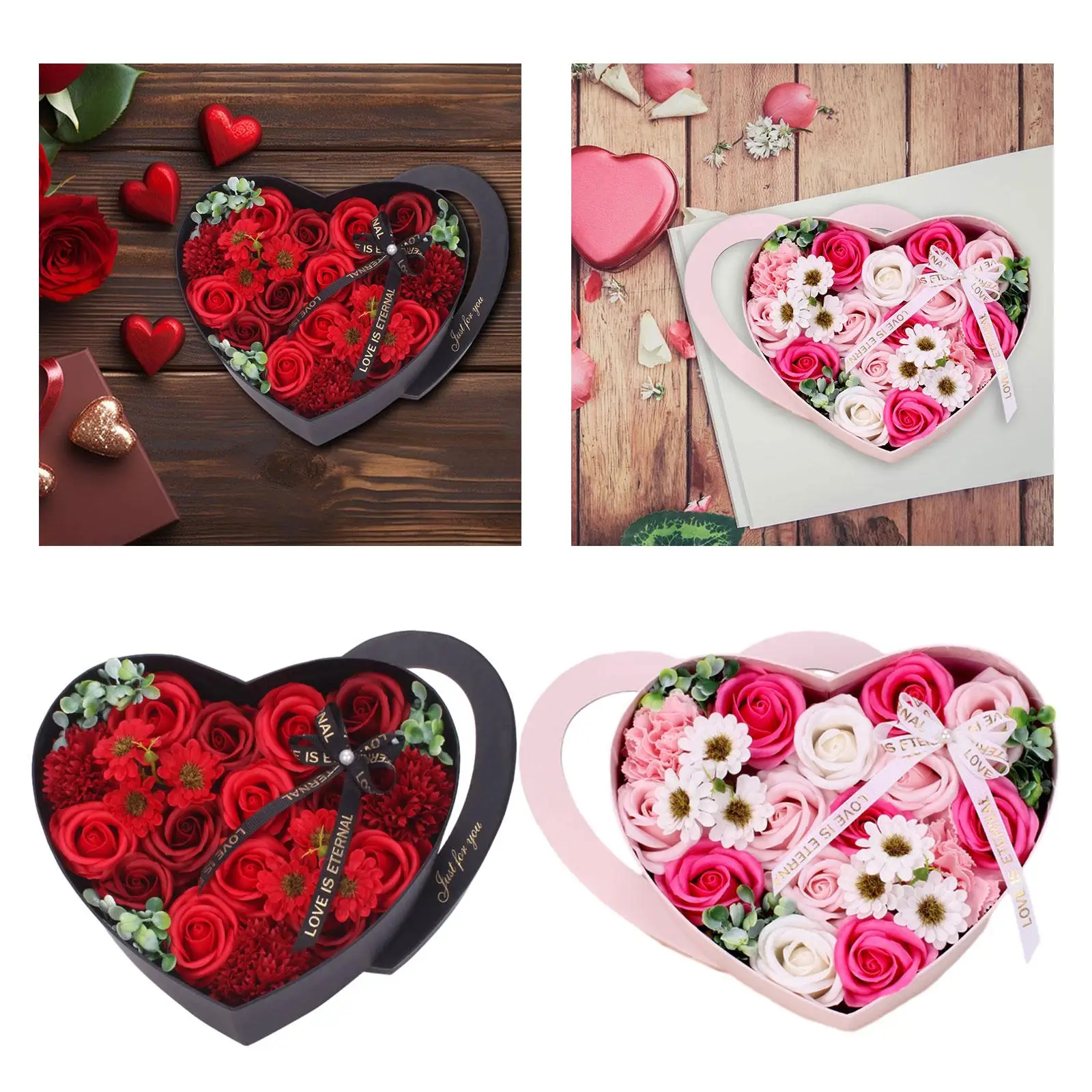 Preserved Flowers Valentines Day Decor Forever Flowers Crafts Artwork Soap Flower with Box for Classroom Garden Home Party Women