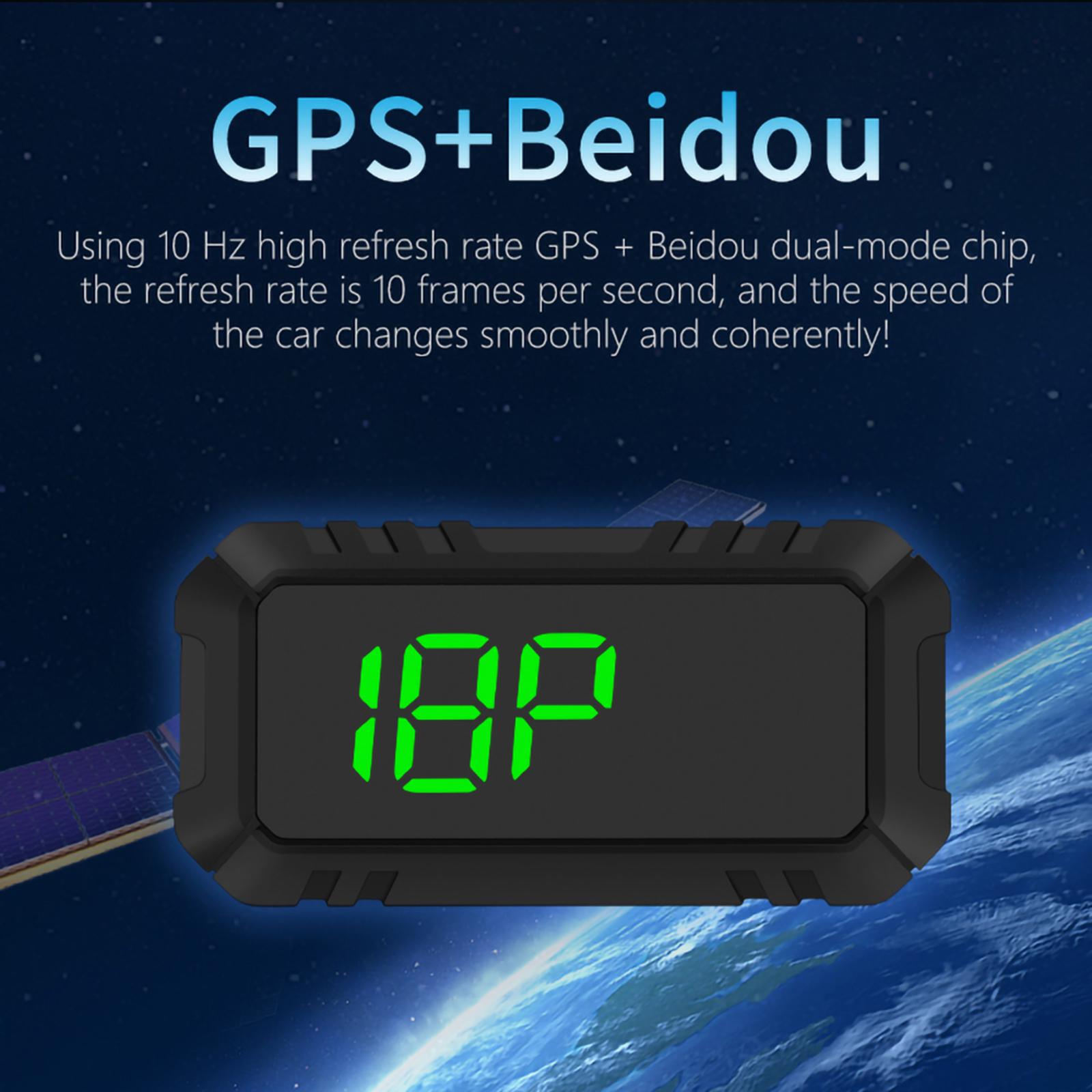 Car HUD Head up Display Speedometer Mileage Measurement GPS Course Digital Display Fatigue Alert Speed Trip Meter Fit for Truck