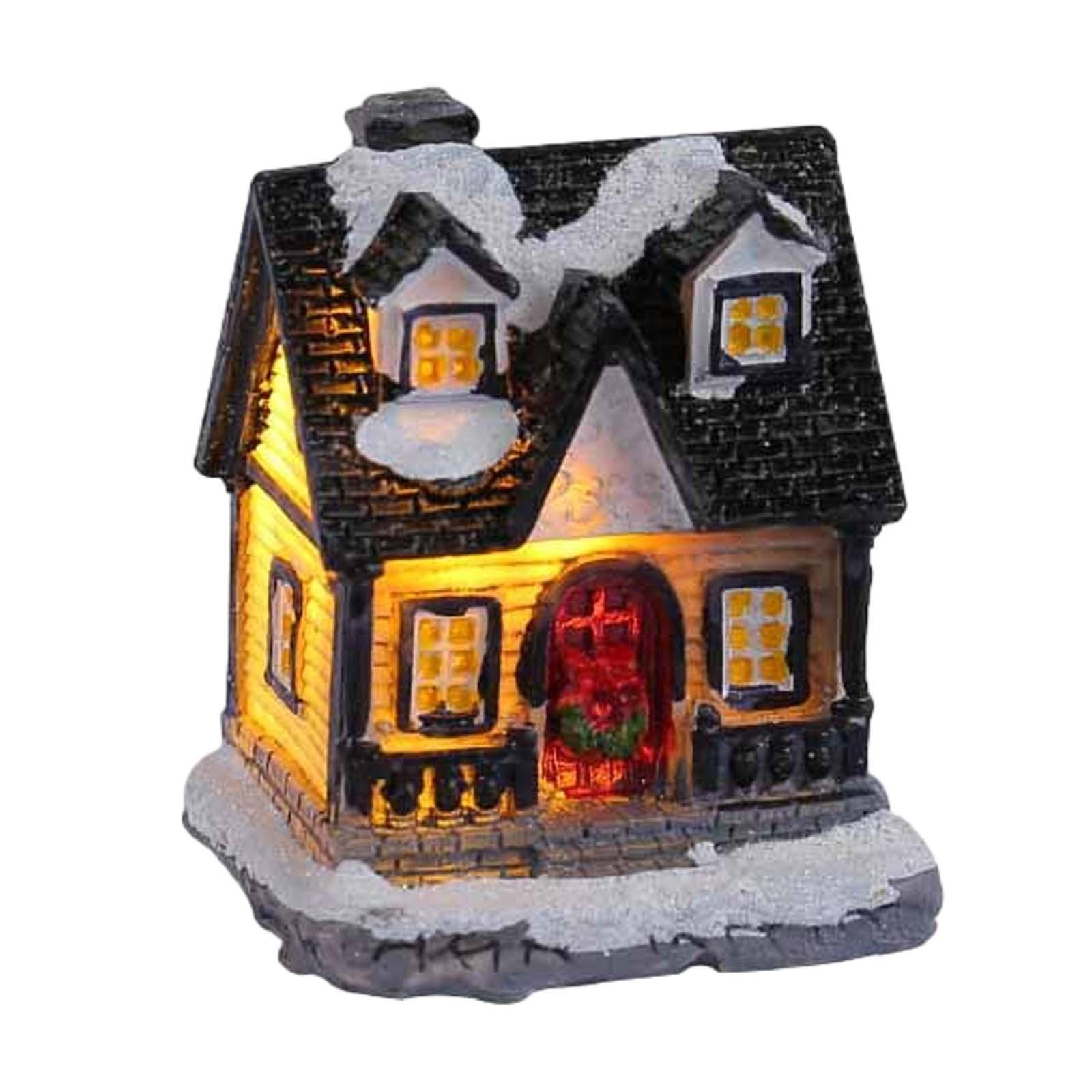 Christmas Snow Light up House Xmas Miniature Illuminated Desk Decorations for