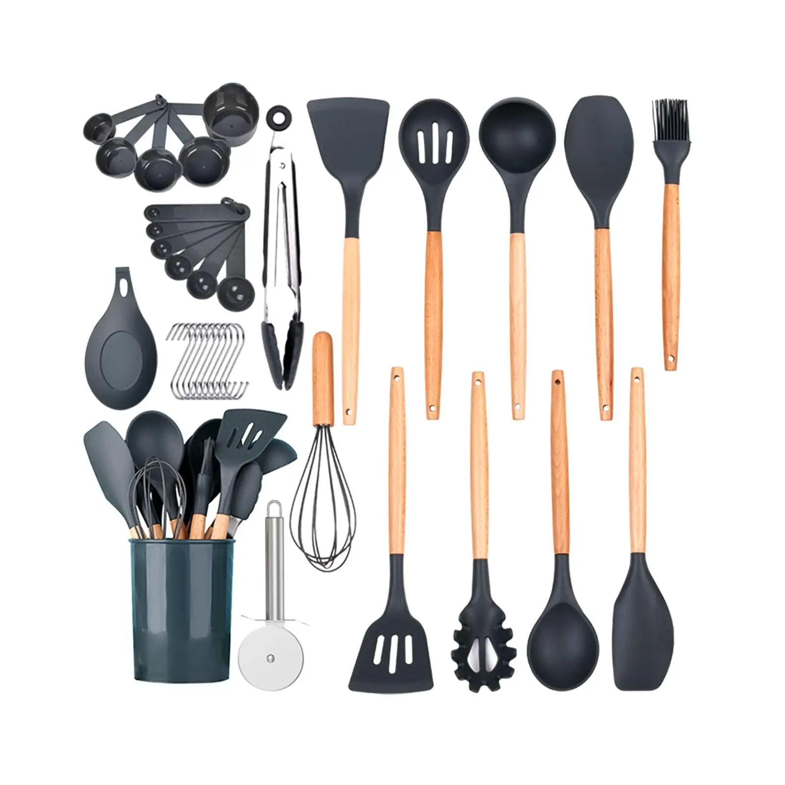 35x Multifunctional Kitchen Gadgets Cookware Set Cookware Whisk with Holder Heat Resistant Spoon Brush for Professionals