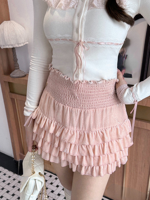 Pink Japanese Kawaii Two Piece Set Women Summer Sweet Lolita Shorts Suit  Female Print Bare Shoulder Blouse + Wide-leg Shorts New, Beyondshoping