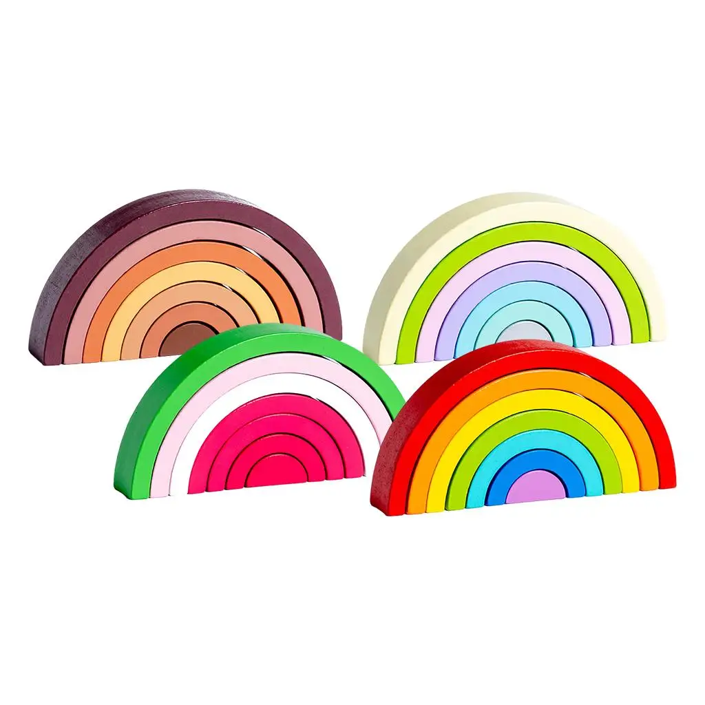 Wooden Rainbow Stacker Montessori Creative for Early Development Gift Boy
