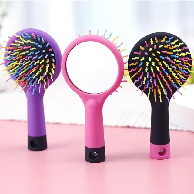 Rainbow Volume Anti-static Detangler Hair Curl Straight Massage Comb Hair  Brush Hair Care Styling Tools With Mirror Hairdressing - AliExpress