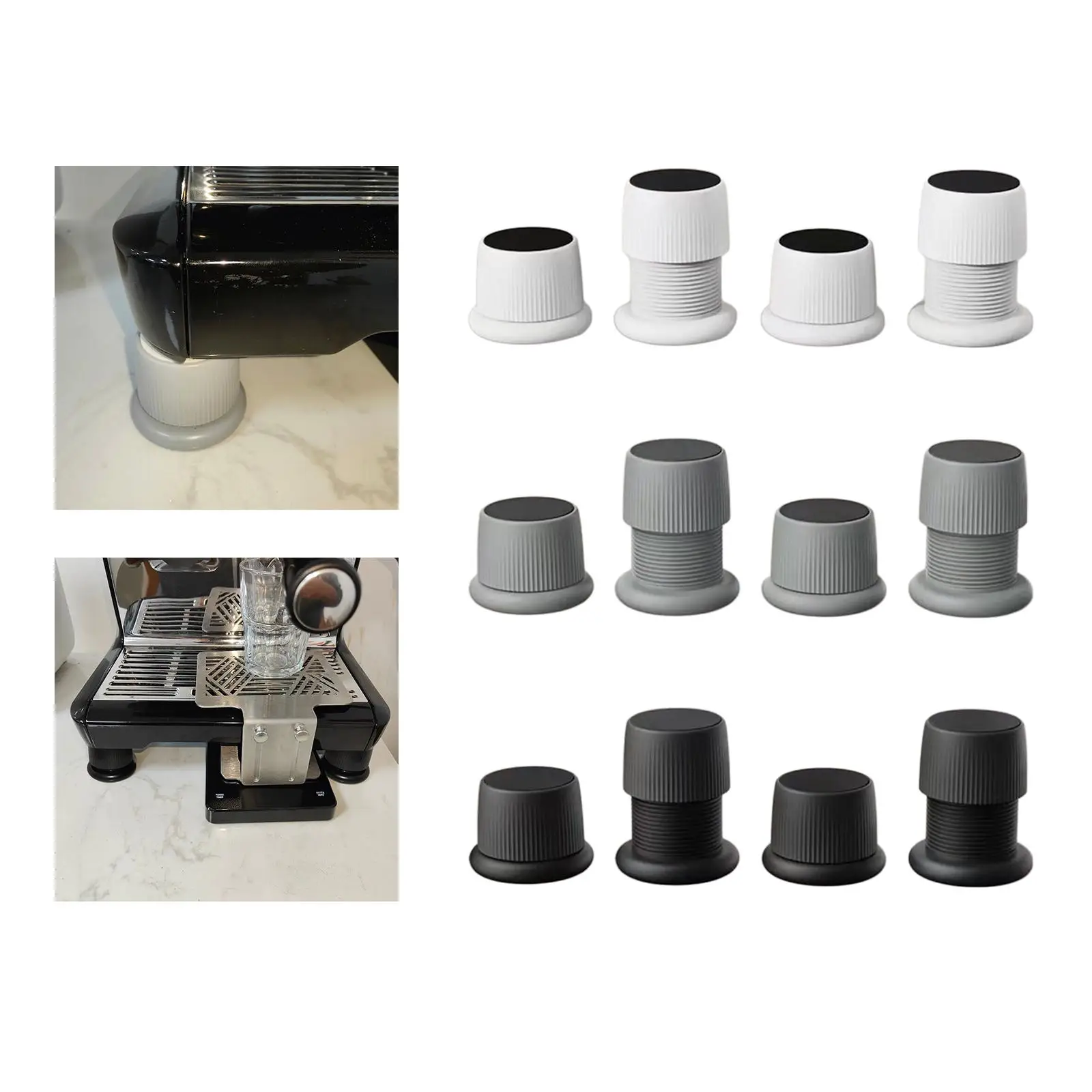 4x Heighten Plastic Isolation Feet Vibration Reduction Anti Vibration Pads Support Protects Pedestals for Espresso Machine