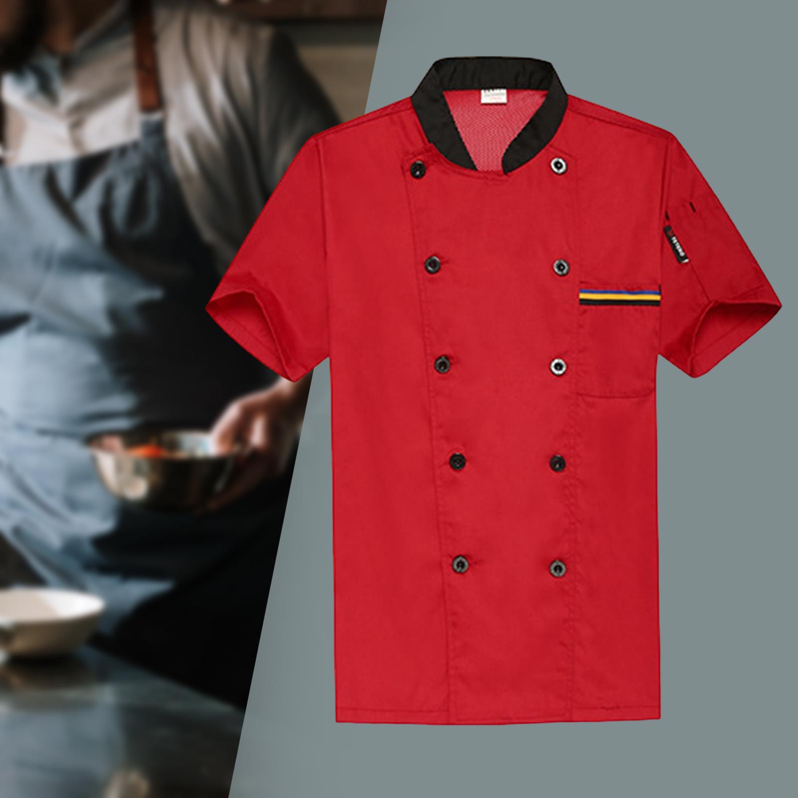 Men Women Chef Jacket, Short Length Sleeve Chef Coat, Professional Uniform for Cafe Restaurant