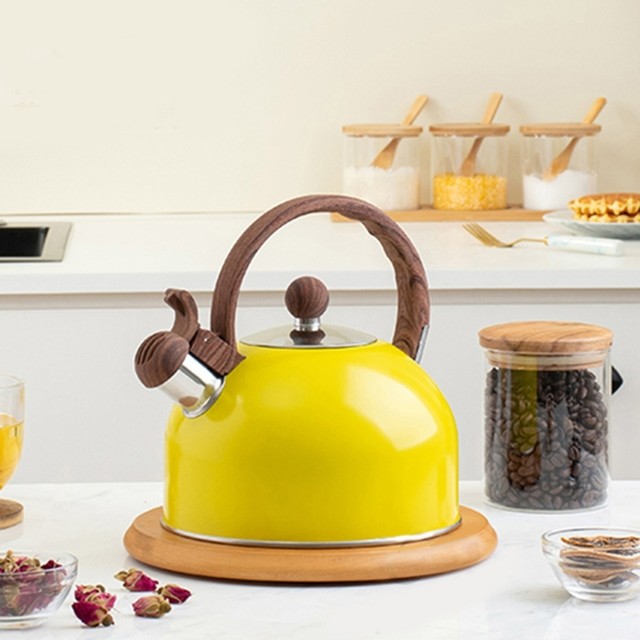 GXMA 2.5 L Stainless Steel Tea Kettle Yellow Whistling Stovetop Teapot  Teakettle with Ergonomic Handle Water Pot - AliExpress