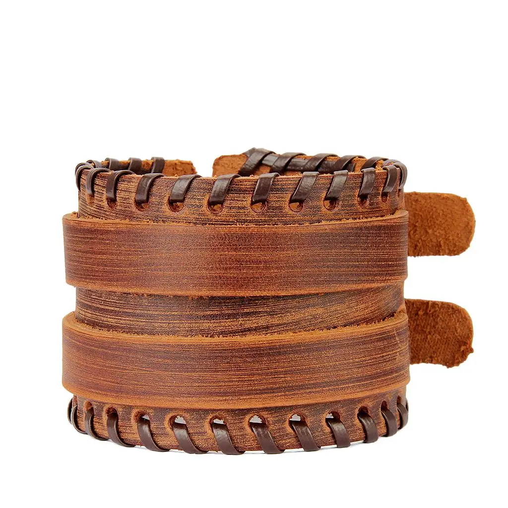 Fashion Retro Cowhide Drawstring Punk Bracelets Male Bracelets Adjustable