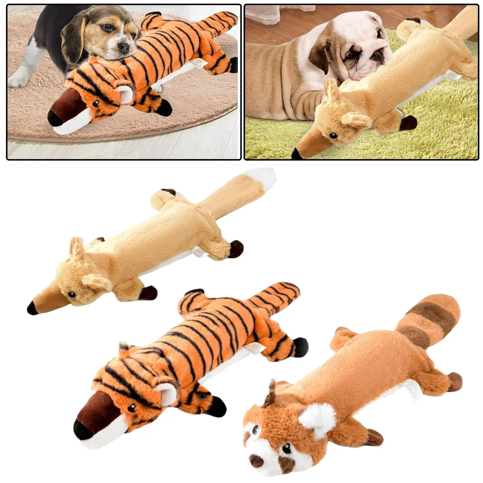 No Stuffing Squeaky Dog Toys Animals Crinkle Dog Toys Pet Training and Entertaining Puppy Toys for Large Small Medium Puppy Dogs