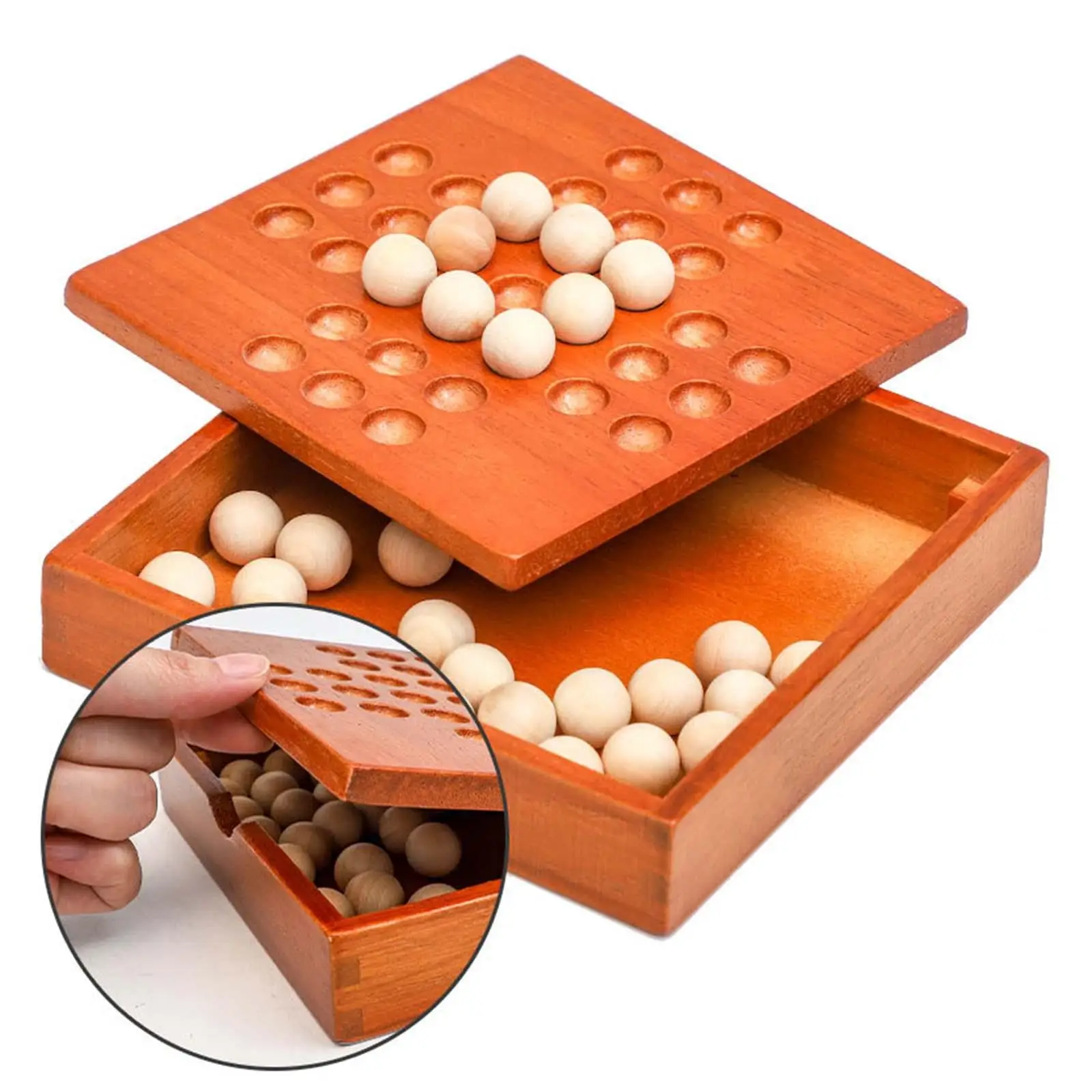 Wooden Solitaire Board Game Intellectual Development Teaser IQ Puzzle