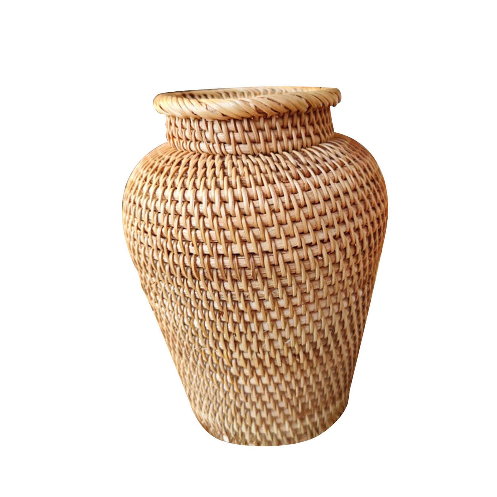 Rattan Vase Flower Pot Holder Organizer Gift Decorative Wicker Vase for Garden Desktop House Wedding Decor Flower Arrangement