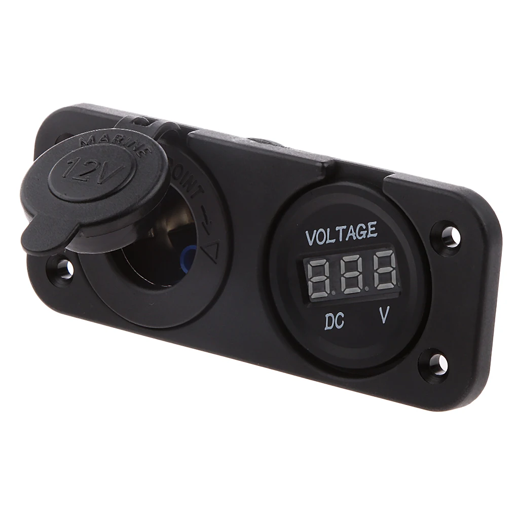 Cigarette Lighter Socket Voltmeter Dust 2-Pin Connection for Car Boat