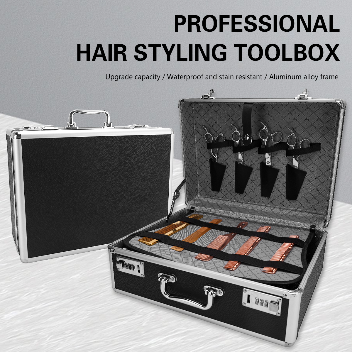 Best of Black Barber Hairdressing Toolbox Makeup Storage Case Curling Salon Rod Scissors Comb Password Box Tool Suitcase Reviews & Tips