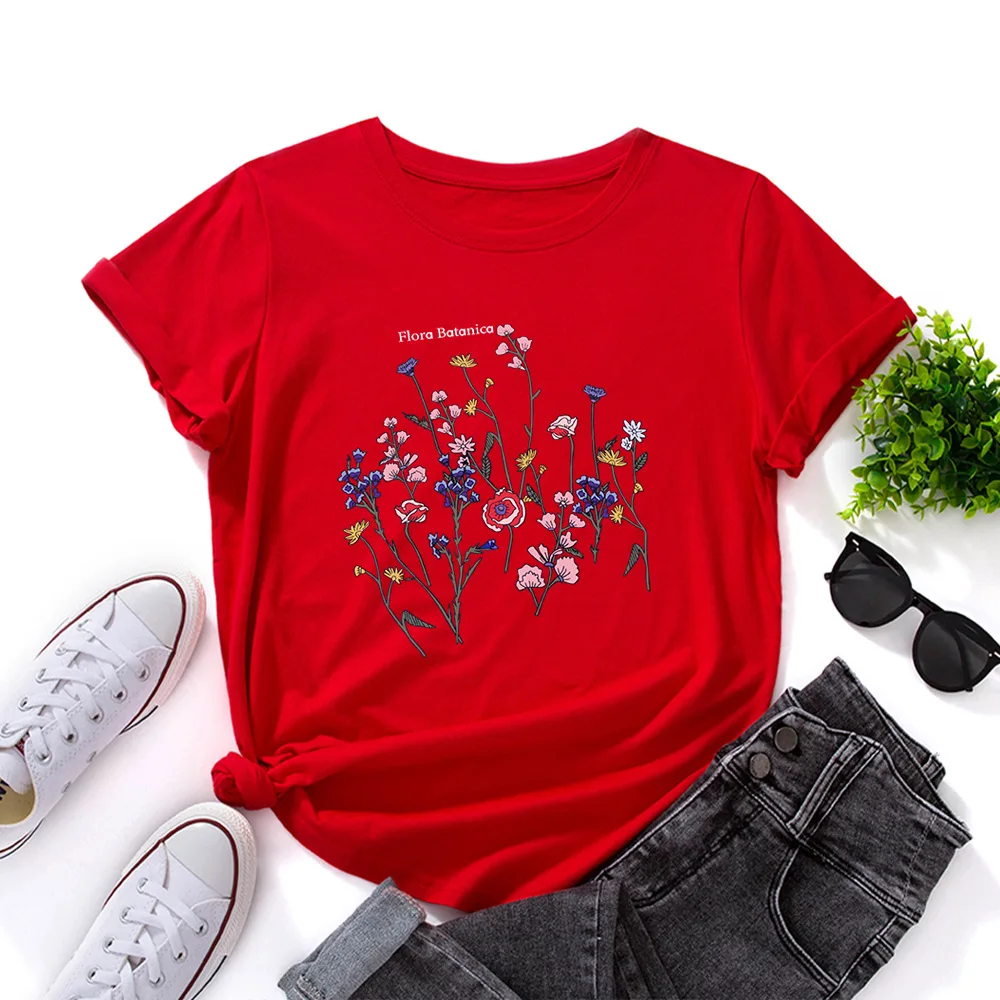 Women's  Flowers Graphic T-shirts - true deals club