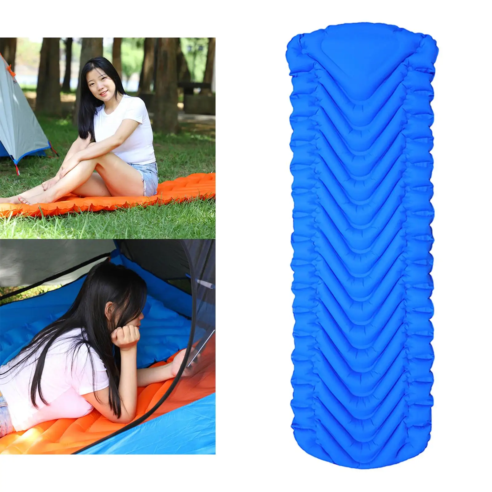 Inflatable Sleeping Pad with Built-in Pump, Most Comfortable Camping Mattress for Backpacking, Car Traveling and Hiking Air Bed