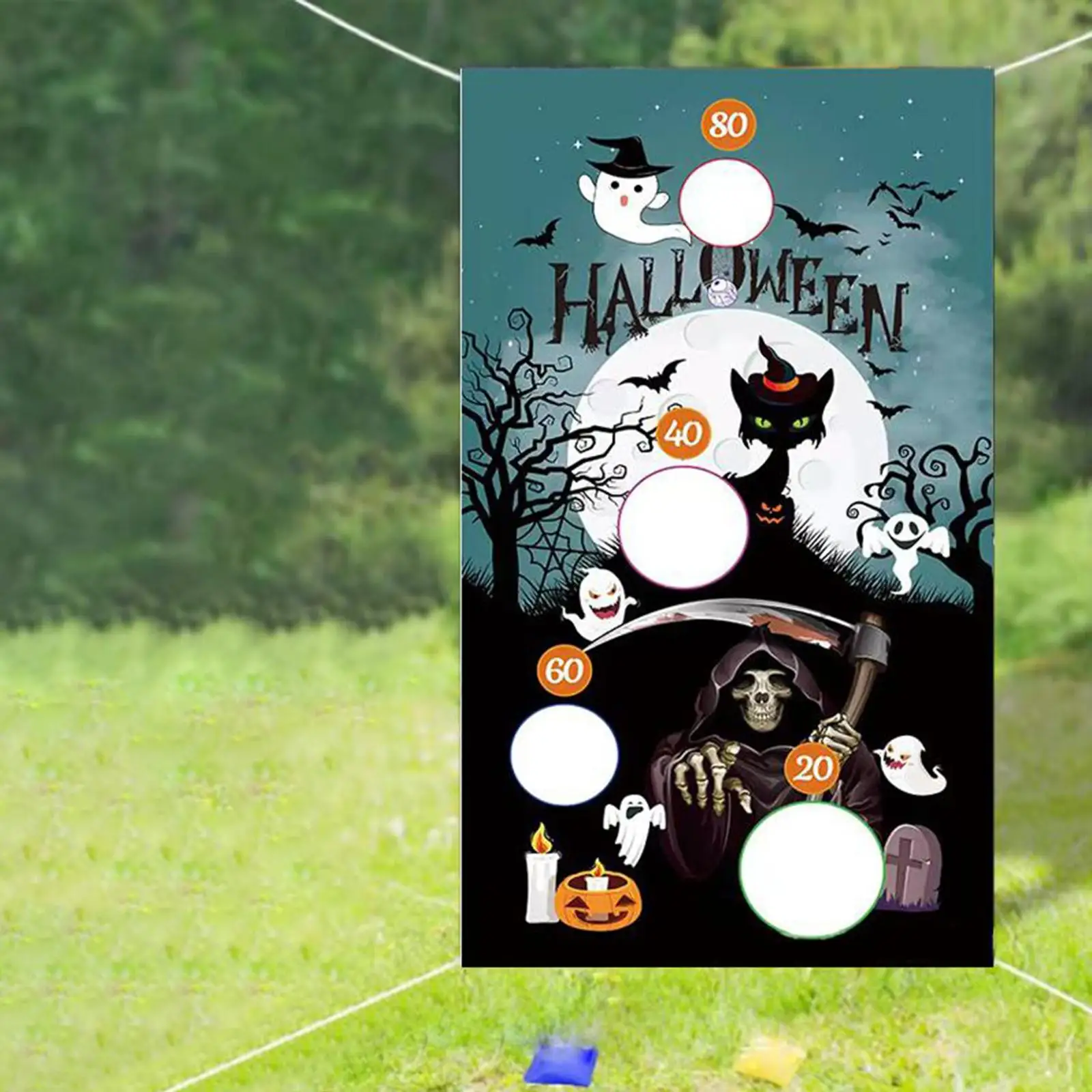 Halloween Themed Toss Games Banner Set for Birthday Party Reusable Children Throwing Game Supplies for Summer Indoor Beach Gifts