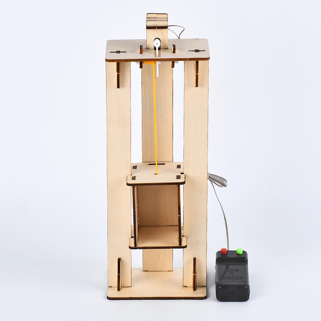 Wooden Electric Lift DIY Physics Educational Experiments Model Toy with RC Motor for Kids Children Teenagers