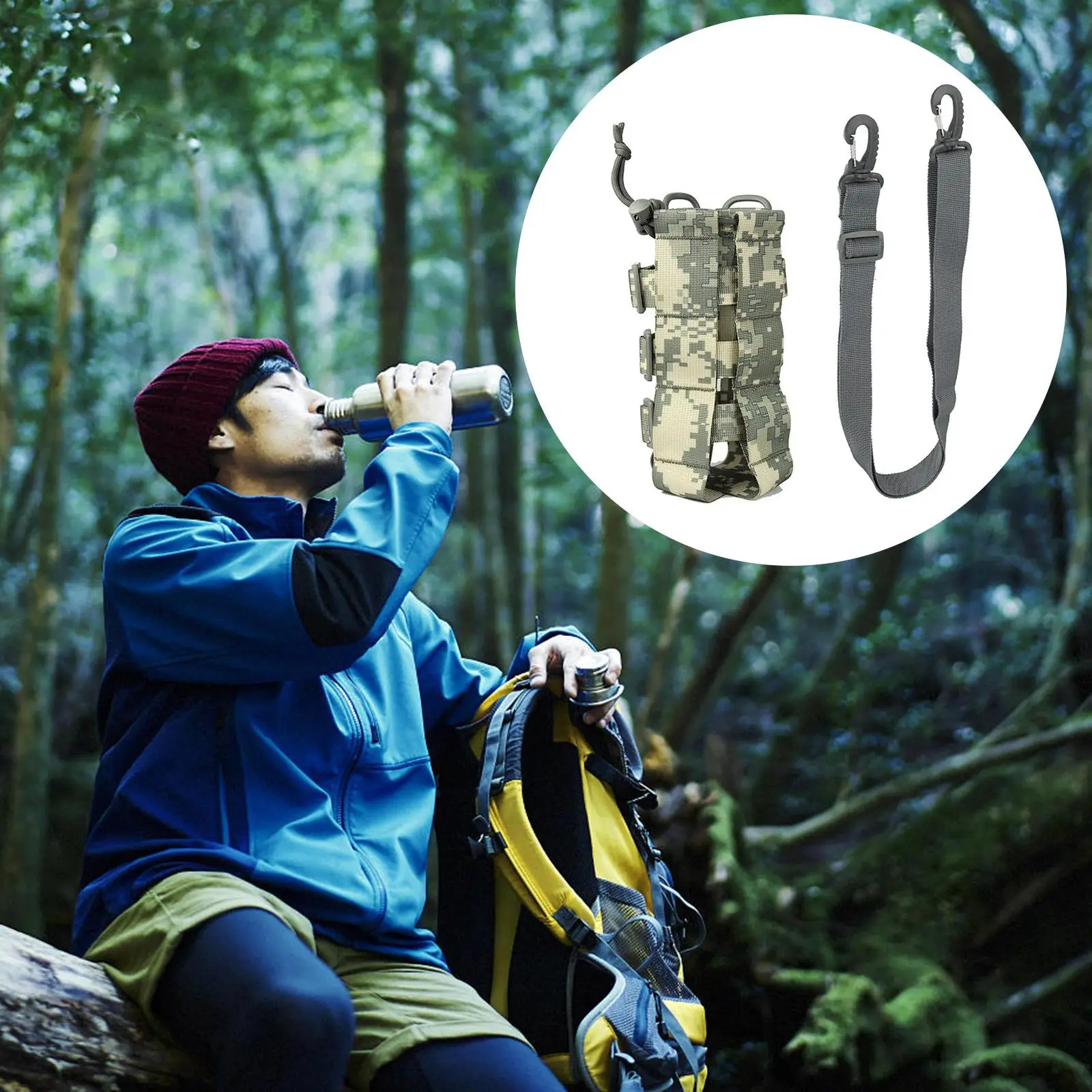 2.5L Water Bottle Pouch Bag Drawstring Kettle Holder Bag Hunting Accessories