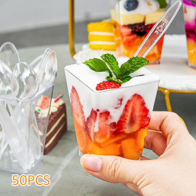 50 Tazze Dessert A Cuore Trasparenti - Set Riutilizzabili Per Mousse, Gelati E Party - Foto 11