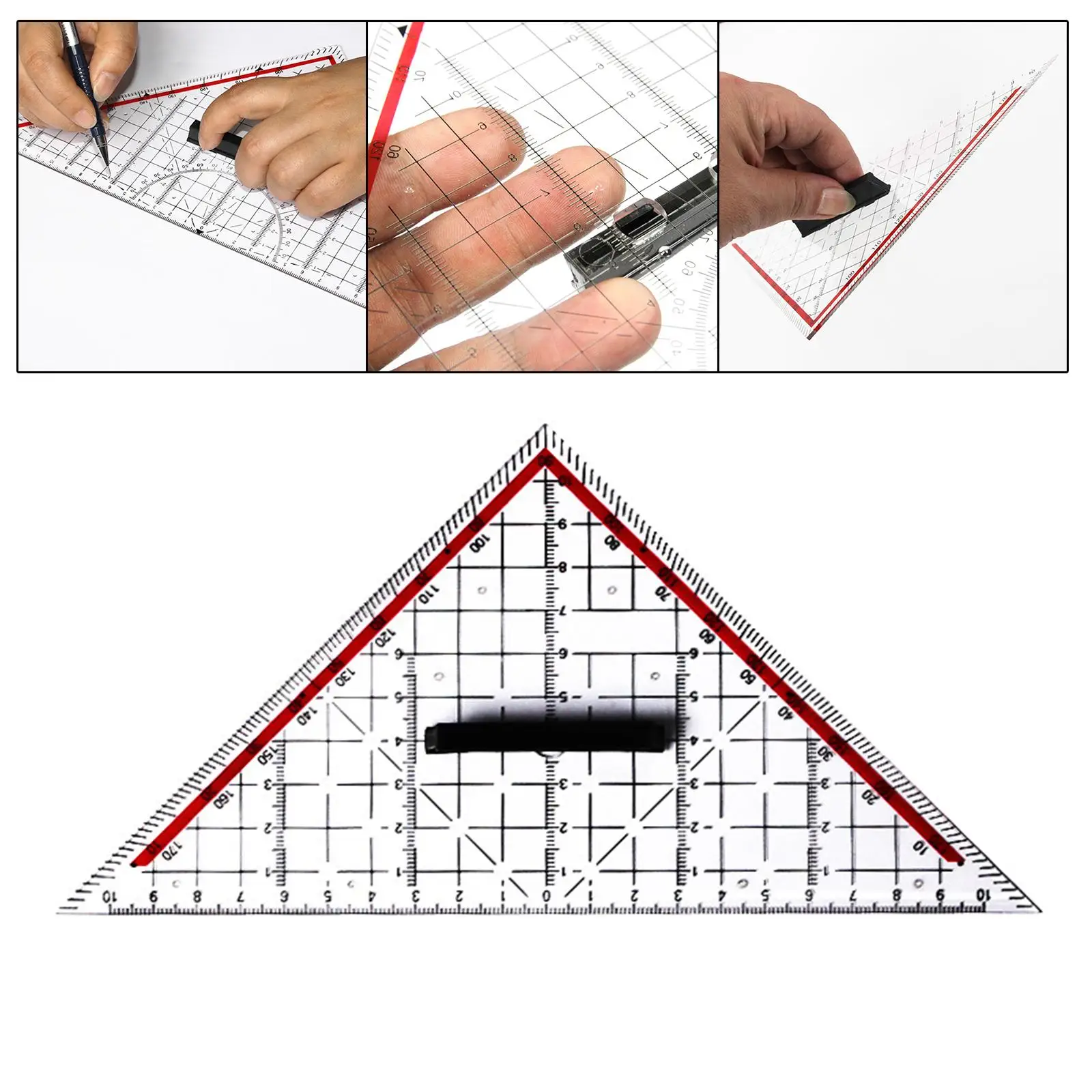 Triangle Ruler Multipurpose Lightweight 25cm Math Geometry Tool Measuring Ruler for Design Engineering Student Painting Workshop