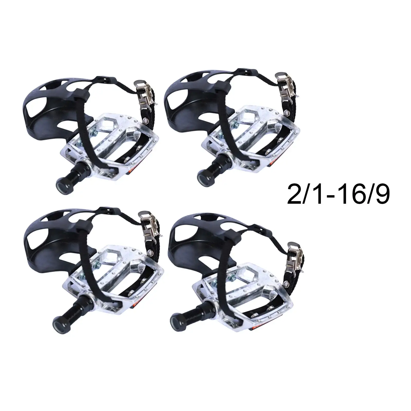 Bike Pedals with Toe Clip and Straps, for Exercise Bike, and Outdoor