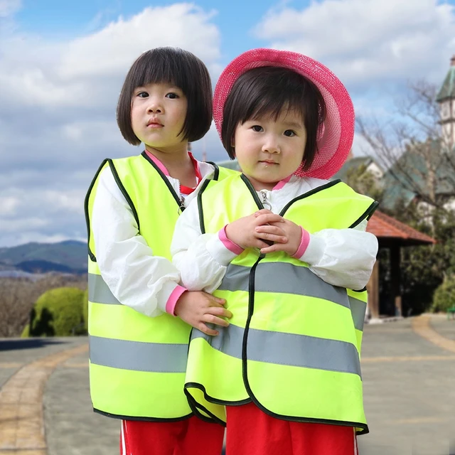 Chaleco reflectante fluorescente de alta visibilidad para niños, ropa de  seguridad para exteriores - AliExpress