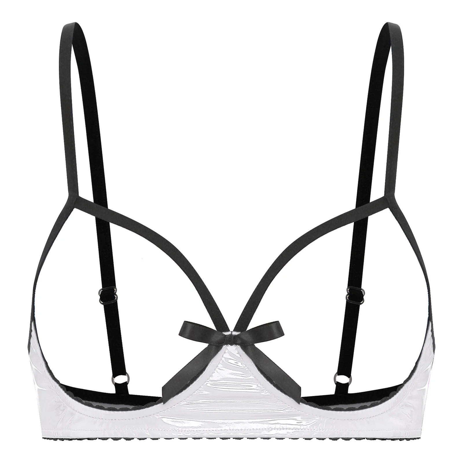 Women's Open Cups Bra Top Lace Spaghtti Strap Hollow Out Underwired  Brassiere