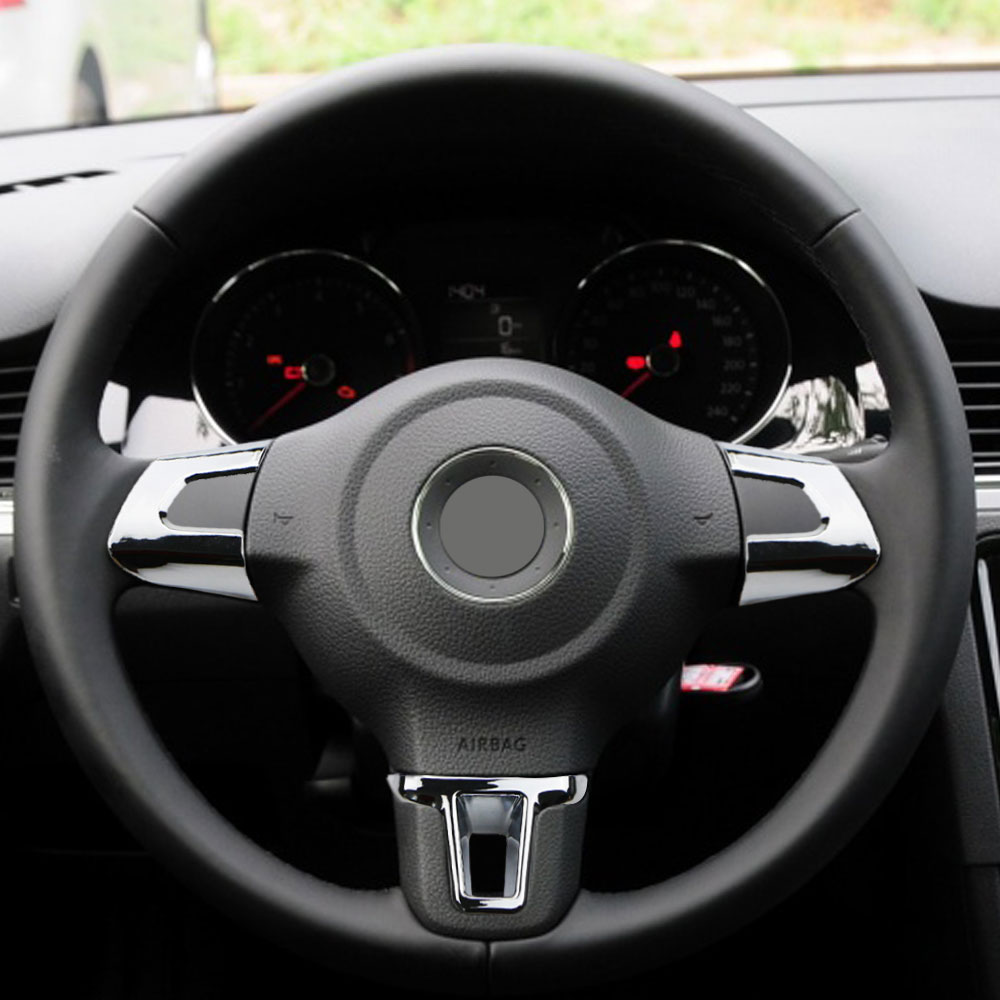 ABS Chrom Auto Lenkrad Aufkleber Abdeckung Pailletten Trim für Volkswagen VW Golf 6 MK6 Polo Jetta MK5 Polo Bora Zubehör – Detail 3