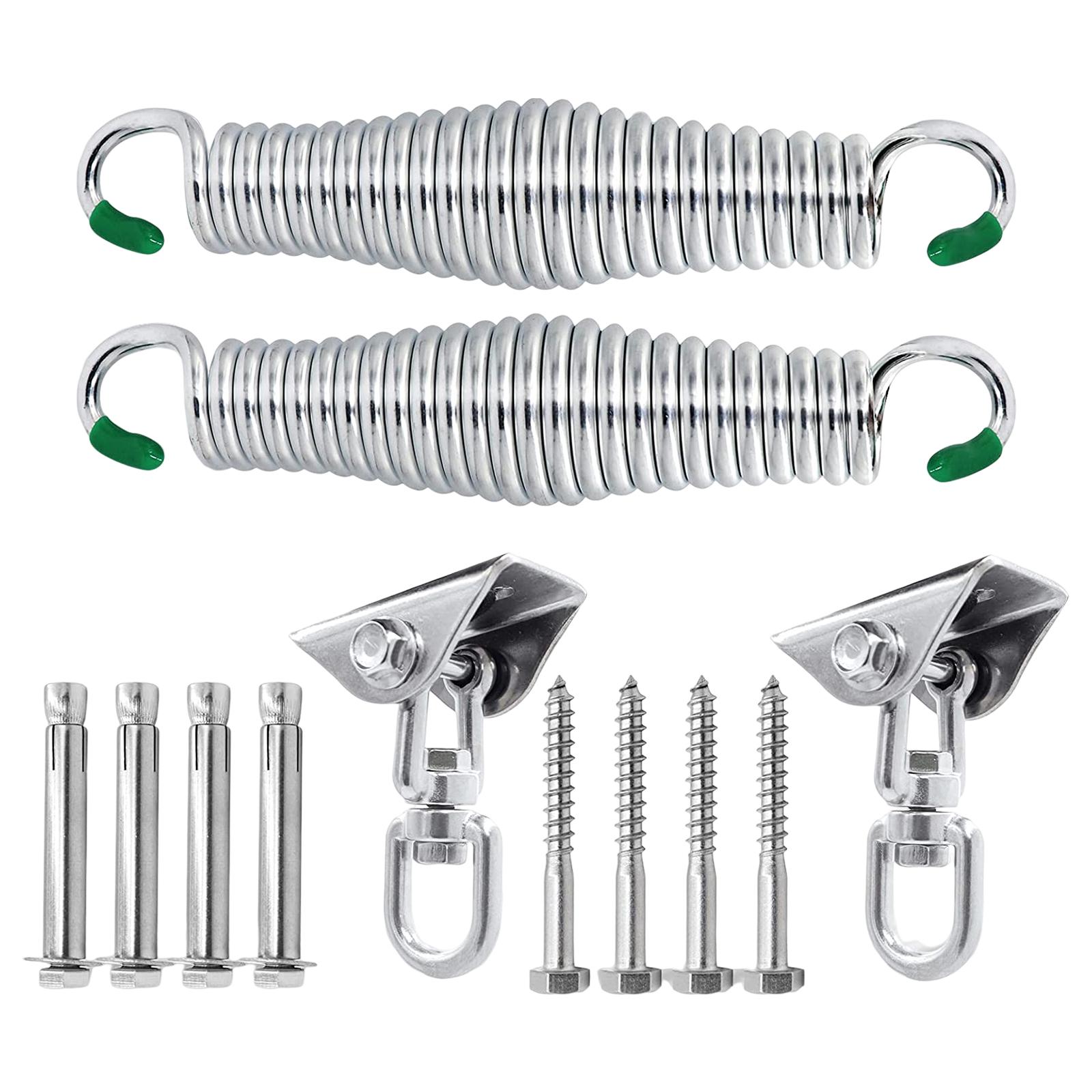 Porch Swing Hanging Spring Kits Heavy Duty Hardware Hammock Hooks Ceiling Mount Set for Playground Yard Beach Garden Swing Chair