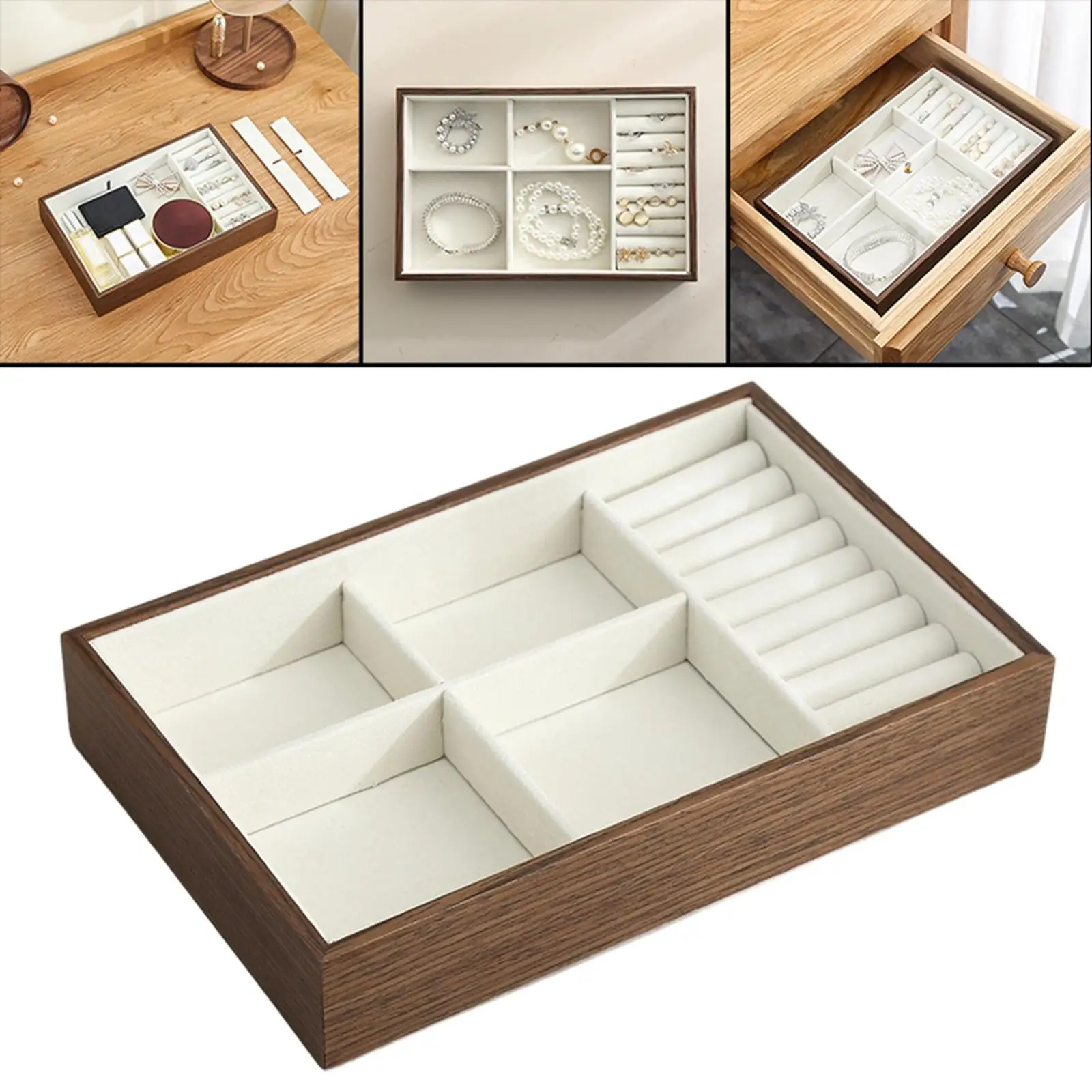 Wooden Jewelry Storage Tray Box Storage Box with Lid Display Storage Case for Drawer Jewelry Organizer for Bracelet Brooch Ring