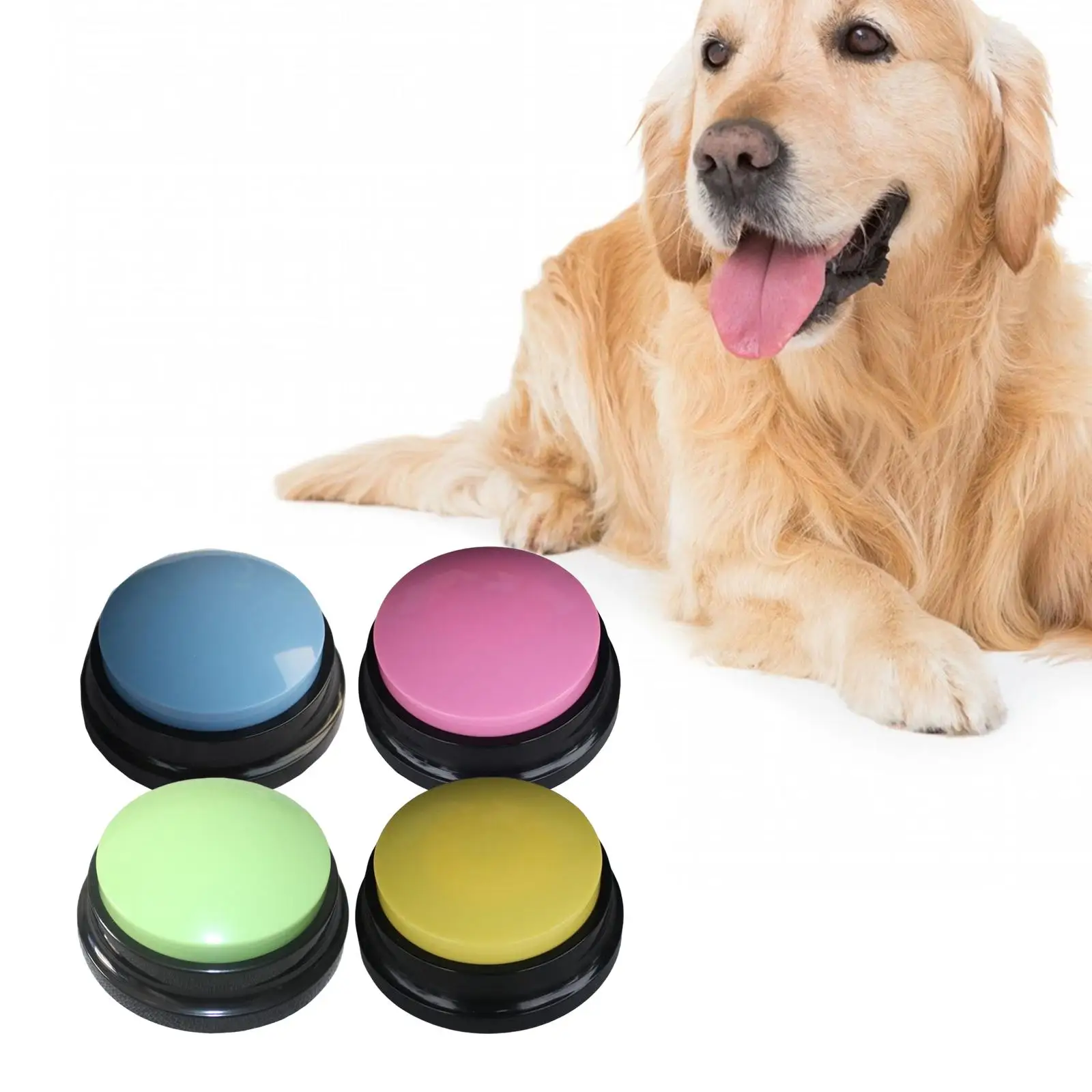 4x Recordable Dog Interactive Toy Noise Makers Squeaks Answer Buzzers Voice Recording Button for Puppy Kitten