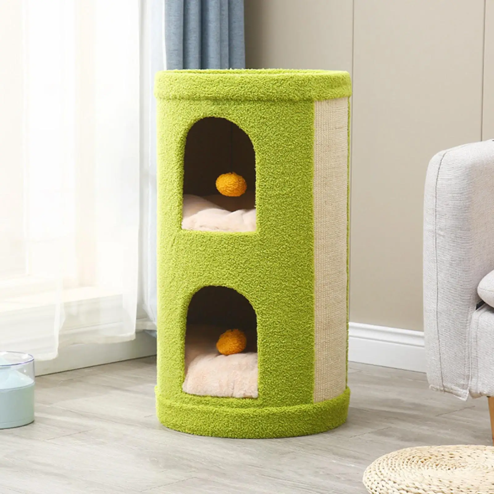 Cat Climbing Frame Perches House Interactive Training Hanging Toy Ball Furniture Sisal Scratching Posts for Indoor Cats Floor