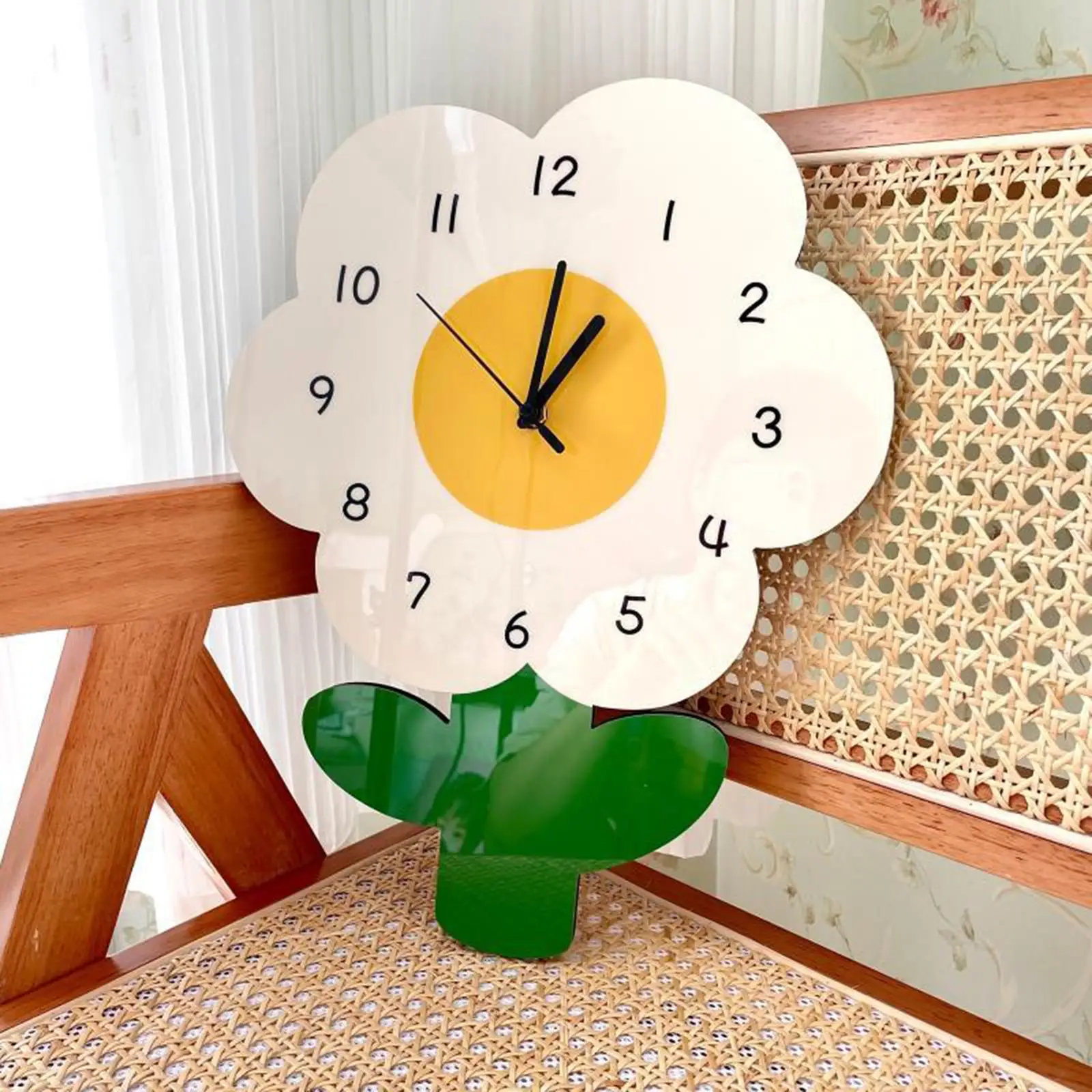 Silent Wall Clock Flower Hanging Clock Artwork Ornament Accurate for Living Room
