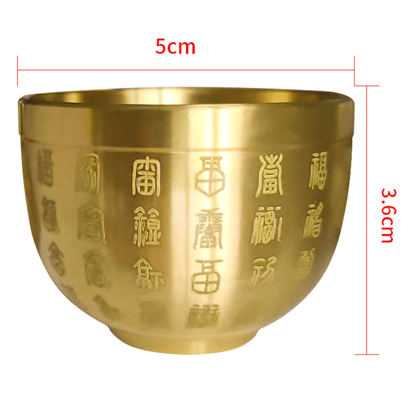 Reines Messing Baifu Zylinder Feng Shui Glück Wohnzimmer Studie Desktop Schatzs chale Ornament kleinen Aschenbecher – Detail 2