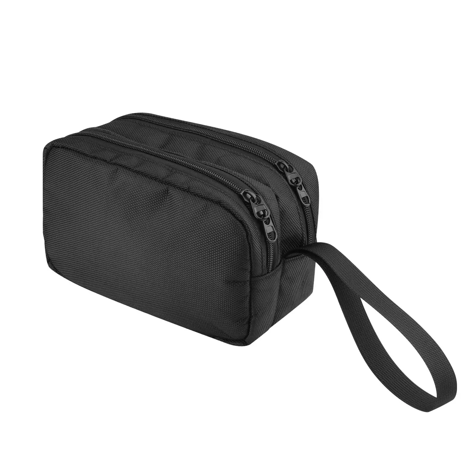 Black Carrying Case Multiple Pockets Design Waterproof Two Dual Zippers Design Multifunction Bag for Cords Electronic Product