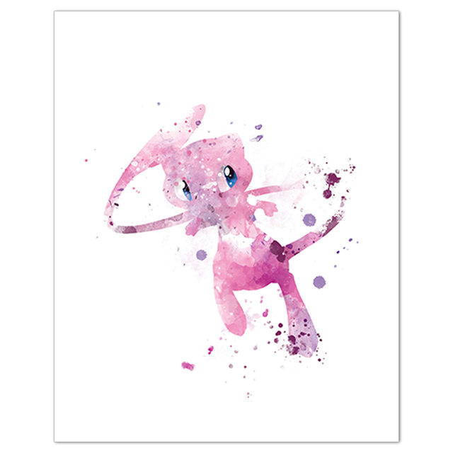 Impression de pokemon à l'aquarelle, cadeau de fan d'art de décor de mur de  Pikachu pour des enfants, abstrait minimaliste d'affiche imprimable,  impression d'art de mur de Pokemon pour la pépinière 