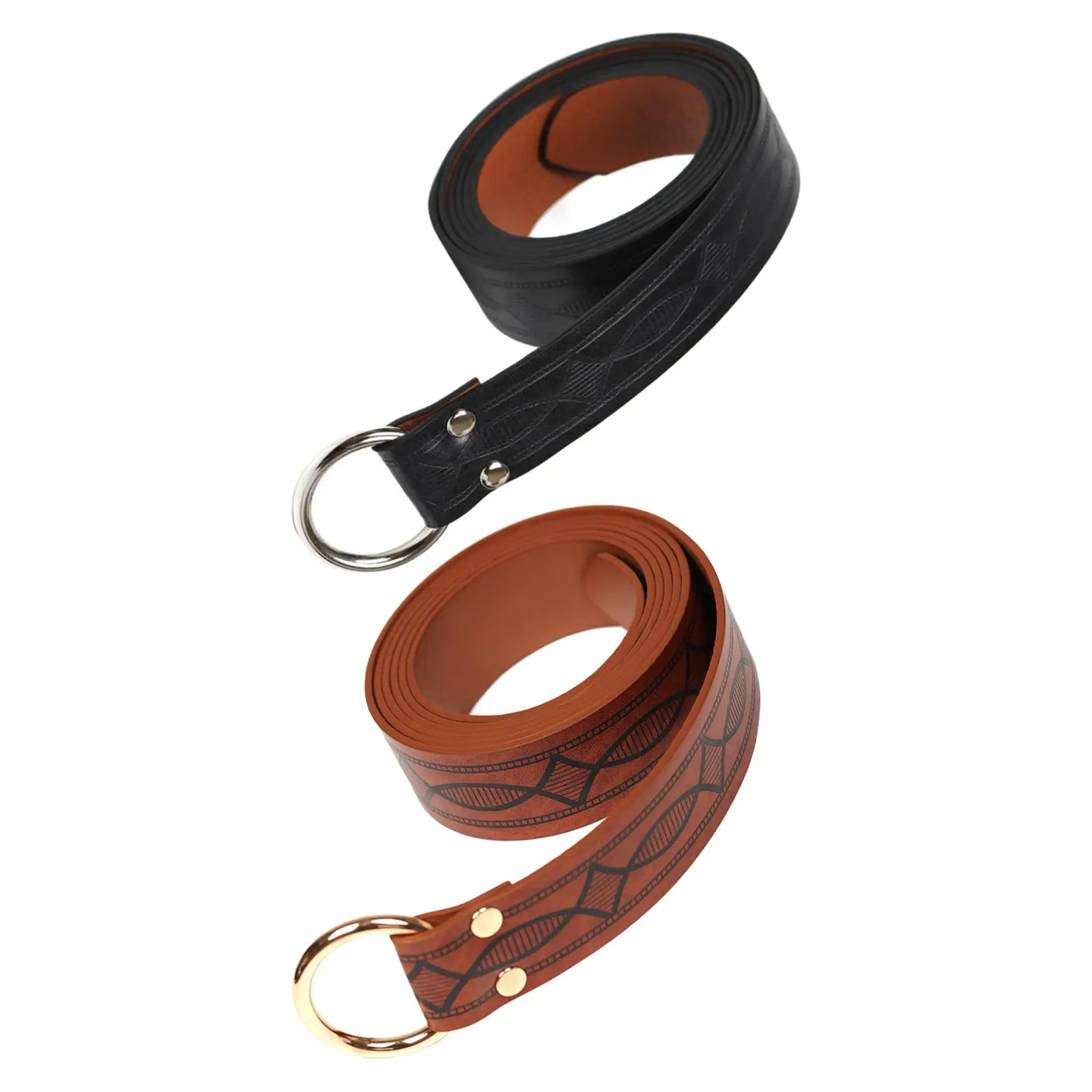 Medieval Knight Waist Belt Costume Accessories with Metals PU Leather Belt for Pants